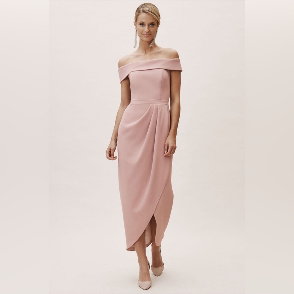 BHLDN Blush Off-the-Shoulder Midi Dress